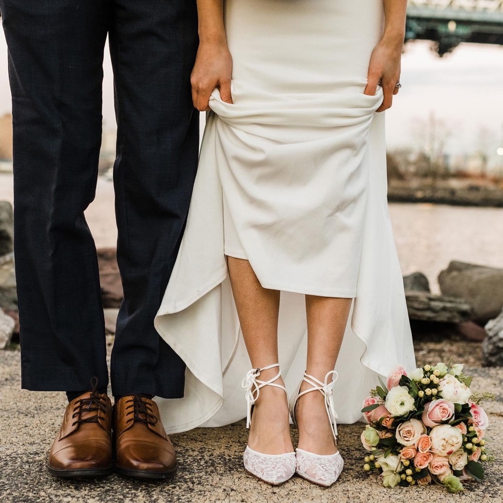 White wedding heels